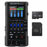 Zoom R4 Multi-Track Recorder for Musicians with 2 XLR/TRS Combo Inputs Bundle with 64GB MicroSD Card and Adapter