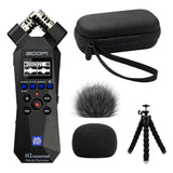 Zoom H1essential Recorder Bundle with Case, Windscreens & Tripod | 32-bit float recorder bundle with 99KOLB EVA case, furry and foam windscreens, and octopus tripod.
