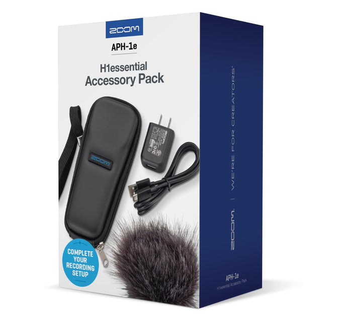Zoom APH-1e Accessory Pack for H1 Essential with Windscreen, Case & Adapter | Hairy Windscreen, Padded Shell Case, AC Adapter, and USB-C Cable