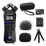 Zoom H1essential Recorder Bundle with 64GB Card, Case, Windscreens & Tripod | 32-bit float recorder bundle with 64GB microSD card, adapter, 99KOLB EVA case, furry and foam windscreens, and octopus tripod