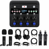 Zoom PodTrak P4next Podcast Recorder Bundle with 2xZDM-1 Mic Packs | Includes 2 Zoom ZDM-1 Podcast Mic Packs: 2 microphones, 2 headphones, 2 tripods, 2 windscreens and 2 XLR cables.
