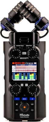 Zoom H5studio 6-Track 32-Bit Float Recorder Bundle with APH-5s Accessories | Includes Zoom APH-5s Accessory Pack with hairy windscreen, padded case, AC adapter and USB-C cable.