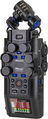 Zoom H6studio 8-Track 32-Bit Float Recorder Bundle with APH-6st Accessories | Includes Zoom APH-6st Accessory Pack with hairy windscreen, padded case, AC adapter and USB-C cable.