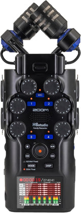 Zoom H6studio 8-Track 32-Bit Float Recorder Bundle with APH-6st Accessories | Includes Zoom APH-6st Accessory Pack with hairy windscreen, padded case, AC adapter and USB-C cable.