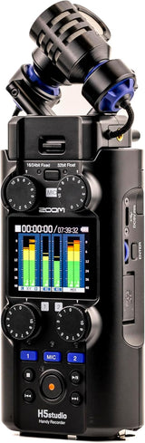 Zoom H5studio 6-Track 32-Bit Float Recorder Bundle with APH-5s Accessories | Includes Zoom APH-5s Accessory Pack with hairy windscreen, padded case, AC adapter and USB-C cable.