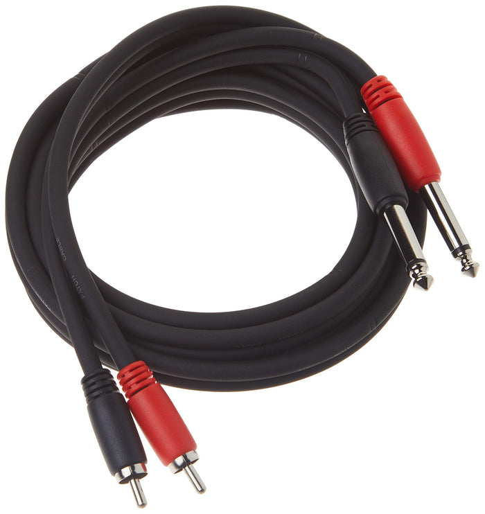 Pig Hog PD-R1403 Dual RCA (Male) to Dual 1/4" Mono (Male) Cable, 3 Feet