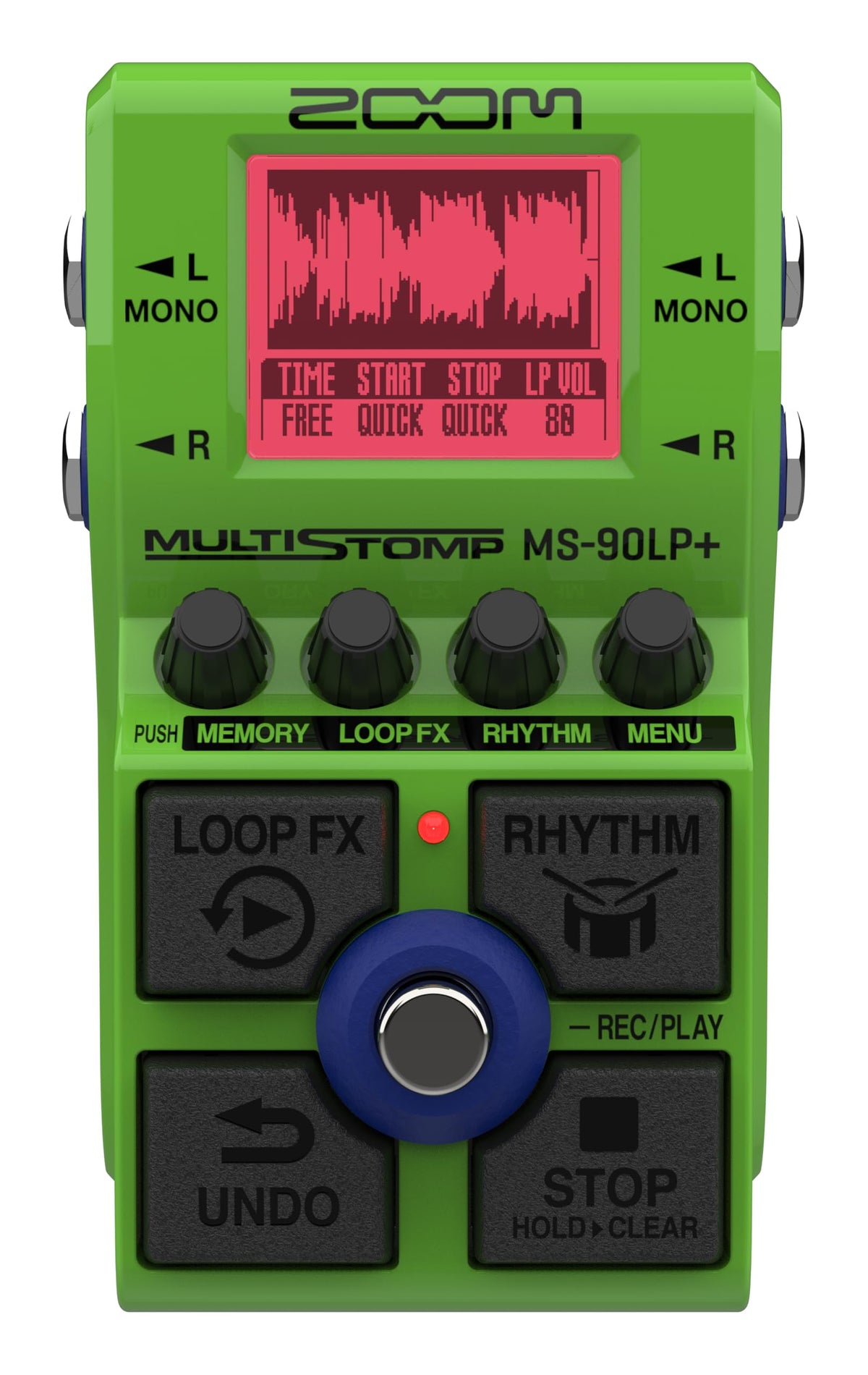 Zoom MS-90LP+ MultiStomp Looper with 90-Min Loops & High-Fidelity Audio | 13-Hours of Recording, Backlit LCD, Rhythm Patterns, MIDI, For Guitarists and Keyboardists