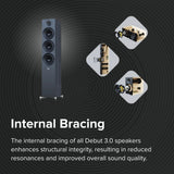 ELAC Debut 3.0 DB53-BK Bookshelf Speakers, Black Ash (Pair) - 1” Aluminum Dome Tweeter & 5.25” Aramid Fiber Woofer - 2-Way Bass Reflex - 48Hz to 38KHz Response