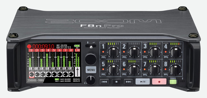 Zoom F8n Pro Field Recorder for Filmmakers with 8 Inputs & 10 Tracks | Clip-Free Audio with 32-Bit Float, 10 Tracks, Dual SD Cards, Ambisonics Mode, Wireless Bluetooth Control