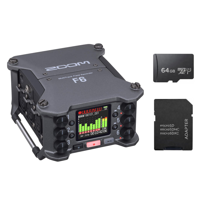 Zoom F6 Field Recorder/Mixer, Professional Field Recording, Audio for Video, 32-Bit Float Recording, 14 Channel Recorder, 6 XLR Inputs, Timecode, Ambisonics Mode, Battery Powered, iOS Wireless Control