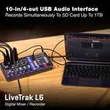 Zoom LiveTrak L6 Mixer Recorder Bundle with 64GB MicroSD Card and Adapter