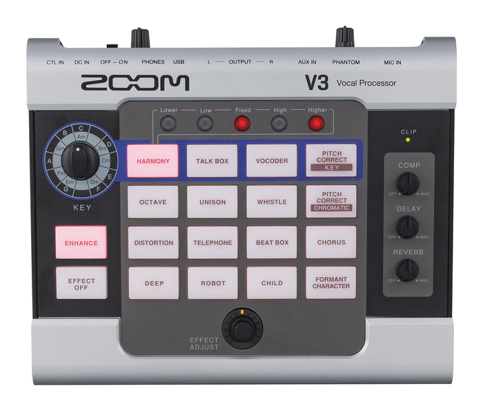 Zoom V3 Vocal Processor for Streaming & Live Performance | Harmony & Pitch Correction, 16 Studio Effects, Reverb, Delay, Pitch Correction, Battery Powered