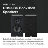 ELAC Debut 3.0 DB53-BK Bookshelf Speakers, Black Ash (Pair) - 1” Aluminum Dome Tweeter & 5.25” Aramid Fiber Woofer - 2-Way Bass Reflex - 48Hz to 38KHz Response