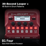 Zoom B1 Four Bass Multi-Effects Processor with 70+ Effects & Amp Modeling | Looper, Rhythm Section, Tuner, Battery Powered