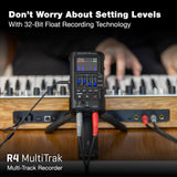 Zoom R4 Multi-Track Recorder for Musicians with 2 XLR/TRS Combo Inputs, 32-Bit Float, Stereo Bouncing Built-In Microphone, Effects, Rhythms, Battery Powered, USB Audio Interface