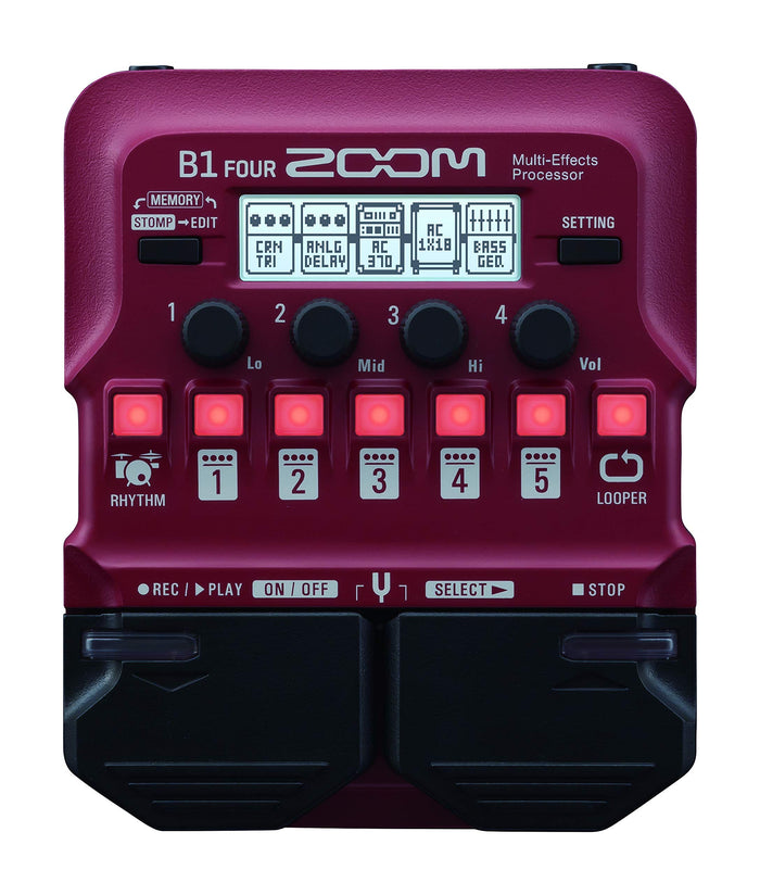 Zoom B1 Four Bass Multi-Effects Processor with 70+ Effects & Amp Modeling | Looper, Rhythm Section, Tuner, Battery Powered