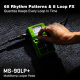Zoom MS-90LP+ MultiStomp Looper with 90-Min Loops & High-Fidelity Audio | 13-Hours of Recording, Backlit LCD, Rhythm Patterns, MIDI, For Guitarists and Keyboardists